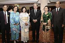 Strengthening ties: (From left) Tan Sri Kamal Hashim and his wife, Noda and his wife Sanae Noda along with the Consul-General of Indonesia Ronald J.P. Manik and his wife at Emperor Akihito’s birthday celebration. | Image credit: The Star Online
